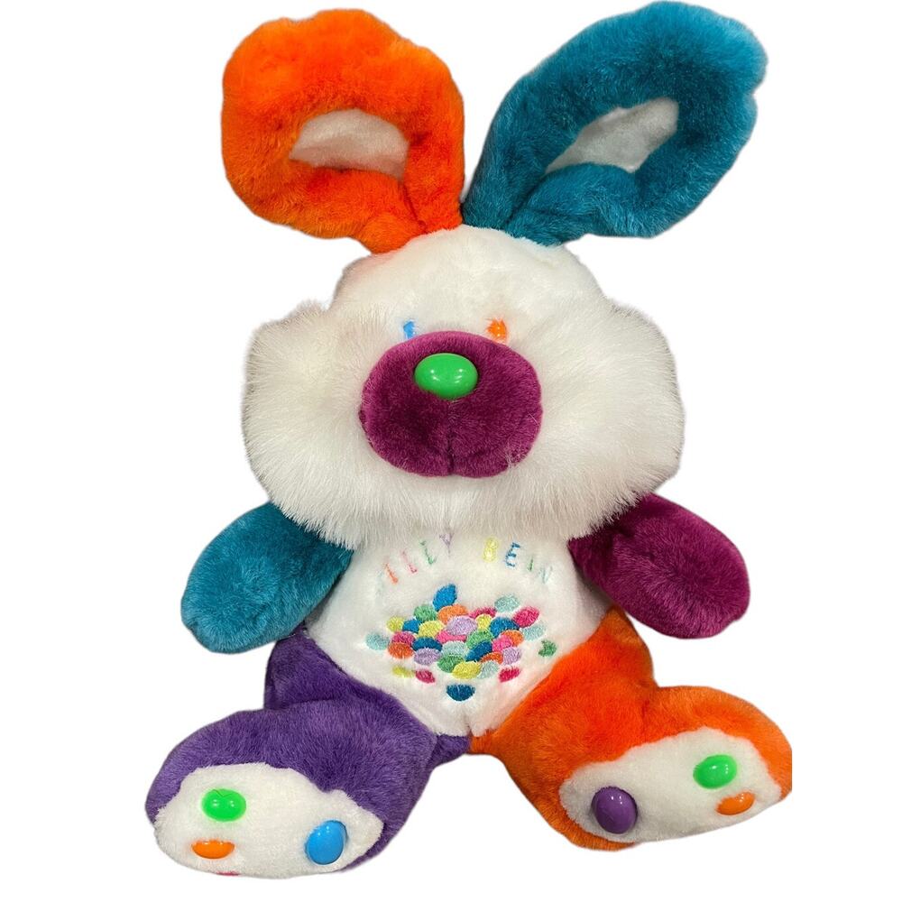 Vintage Jelly Bean Easter Bunny Rabbit Plush 14” Stuffed Animal Colorblock